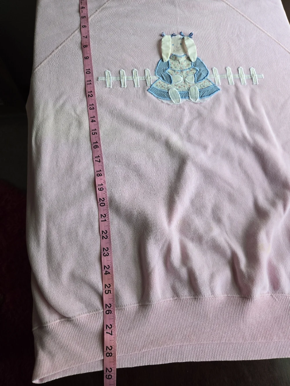 ​🐰 Vintage 80s/90s Hanes Pink Bunny Appliqué Sweatshirt - Picture 6 of 10